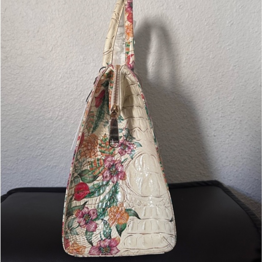 NWT BRAHMIN CAROLINE SATCHEL CROC-EMBOSSED LEATHER SHOULDER BAG FLORAL PRINT‎ - Picture 11 of 15